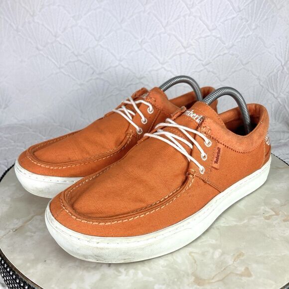 Timberland Earth Keepers Lace-Up Shoes Mens Sz 8.5 Orange Casual Preppy Loafers - Picture 5 of 12
